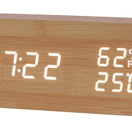 Digitalt bordur i træ med termometer