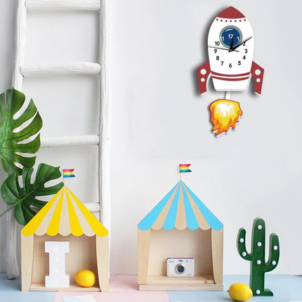 Vægur til børneværelset med raket