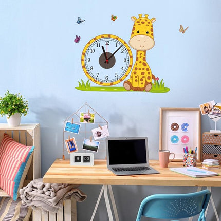 Sød giraf wallsticker med ur
