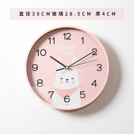 Rundt vægur med sød kanin