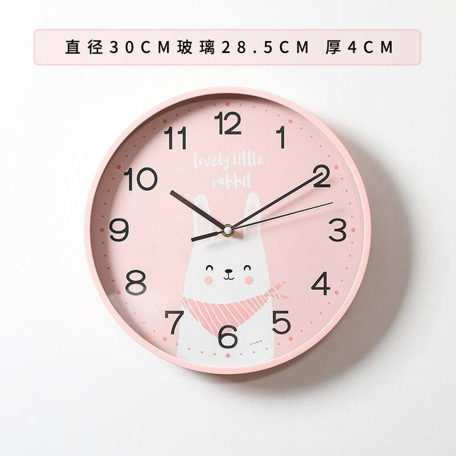 Rundt vægur med sød kanin