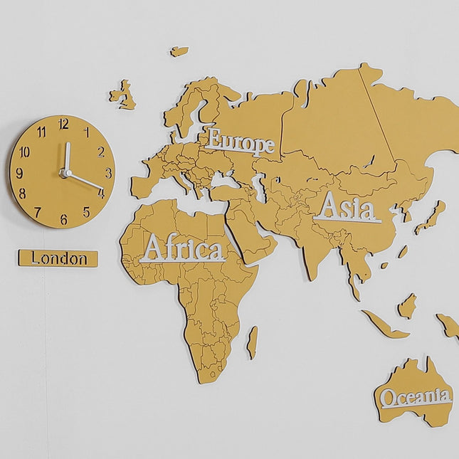 Originalt verdenkort vægur i trælook