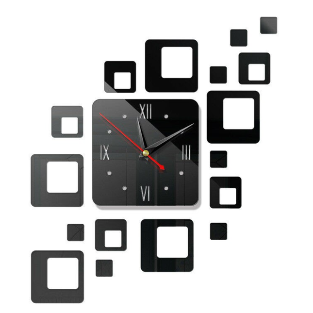 Firkantet design vægur med spejleffekt