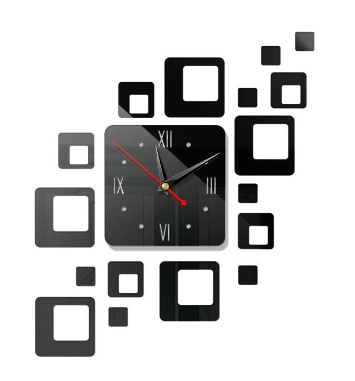 Firkantet design vægur med spejleffekt