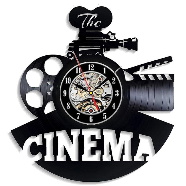 Vinylplade ur med biograf film tema