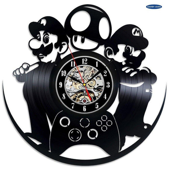 Super Mario gamer vinylplade vægur
