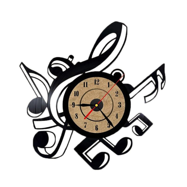 Musikalsk vinyl ur med G-nøgle design