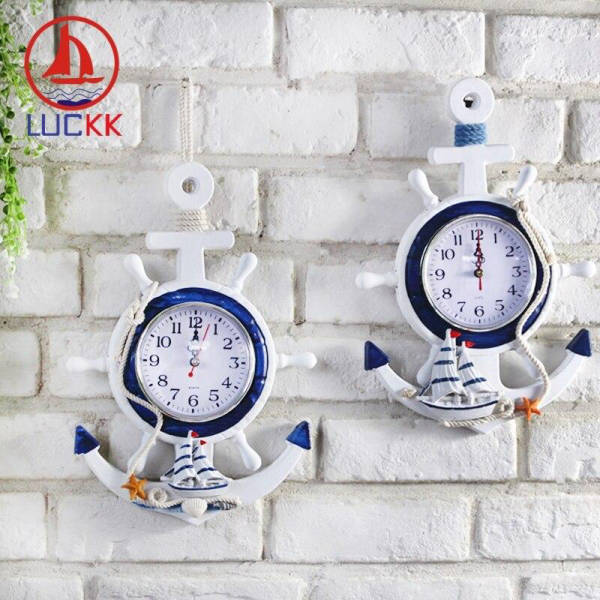 Maritimt vægur i træ anker design