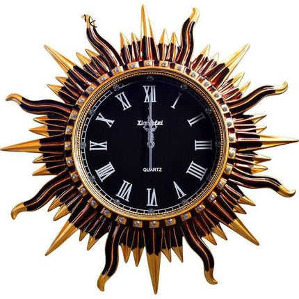 Stort solformet vægur i barok stil