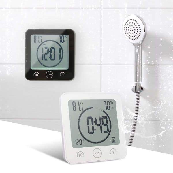 Vandtæt badeværelsesur med digital timer