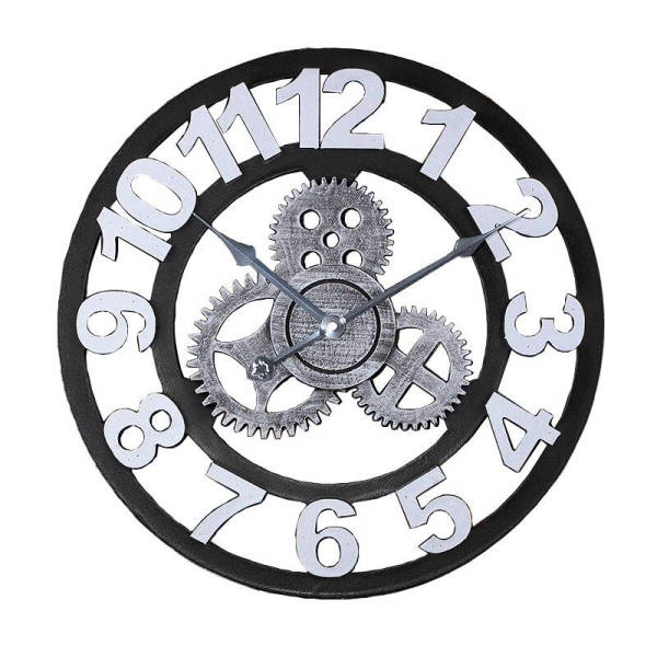 Klassisk industrielt vægur med store tal