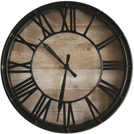 Klassisk vægur i træ og metal