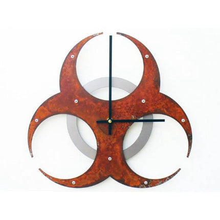 Rustikt metal vægur biohazard symbol