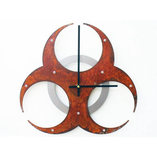 Rustikt metal vægur biohazard symbol