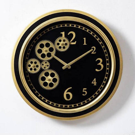 Steampunk vægur med guld tandhjul