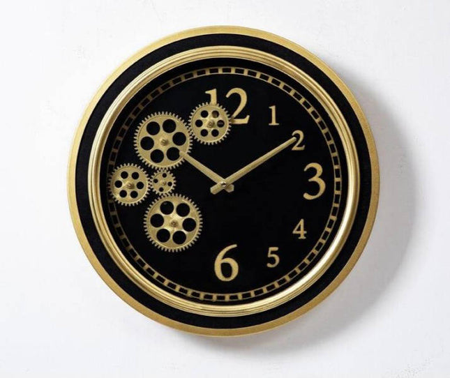 Steampunk vægur med guld tandhjul