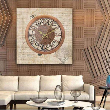 Vintage vægur med trælook og tal