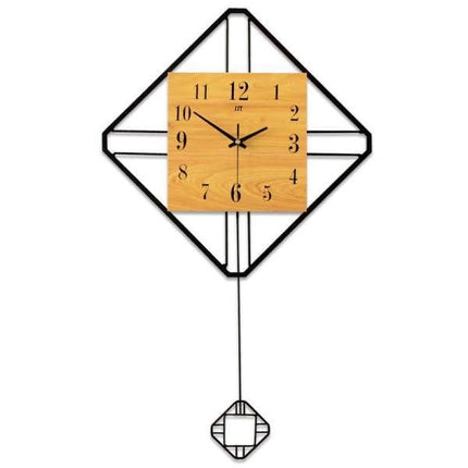 Geometrisk vægur i træ og metal