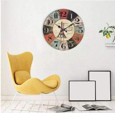 Stort vintage vægur med Eiffeltårnet