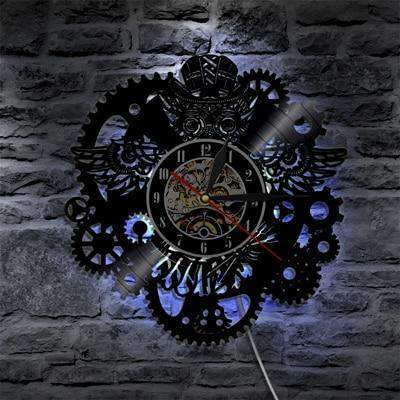 Steampunk ugle vægur med LED-lys