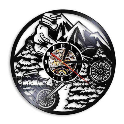 Vinyl vægur med motocross motiv