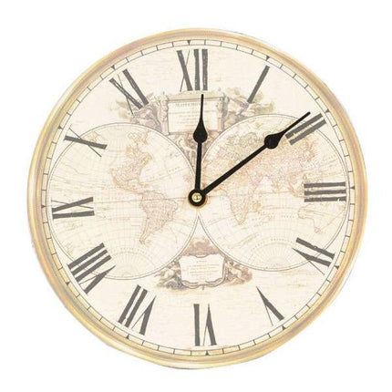 Klassisk vintage vægur med verdenskort