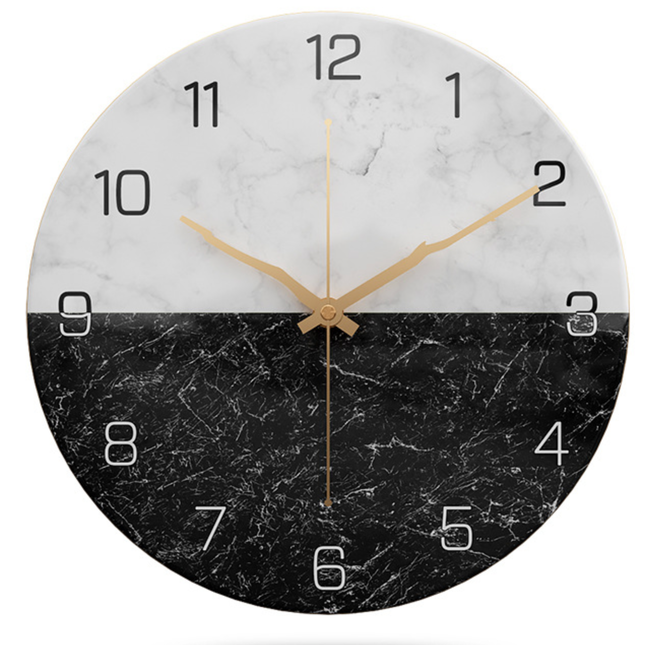 Design vægur med sort hvid marmor