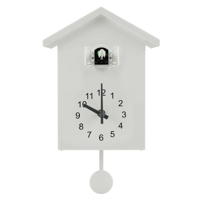 Moderne hvidt gøgeur i minimalistisk design