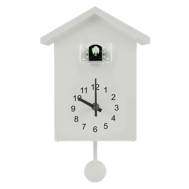 Moderne hvidt gøgeur i minimalistisk design