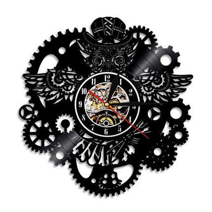 Steampunk ugle vægur med LED-lys