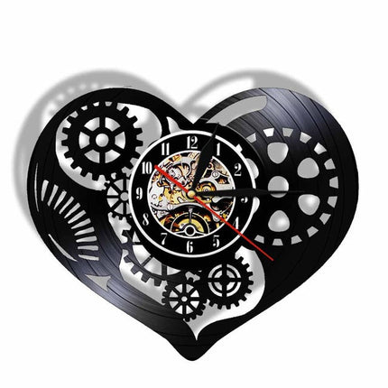 Steampunk vægur hjerte lavet af vinyl